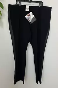 IMAN Women Pants 3X Short Platinum Boot-Cut Stretch Ponte Pant Tuxedo Stripe NEW - Picture 1 of 12
