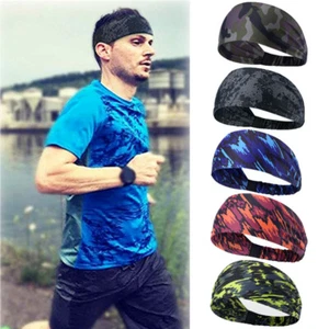 Stretch Sweatband Yoga Gym Running Sport Headband Sweat Head Band for Men Women - Picture 1 of 19