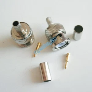 20X BNC male plug crimp RG58 RG142 LMR195 RG400 cable RF Coaxial Connector Brass - Picture 1 of 10