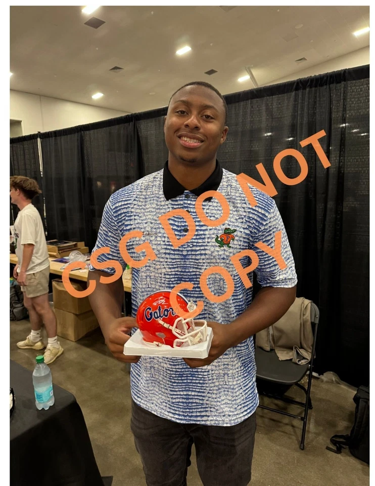 FLORIDA GATORS- DJ LAGWAY AUTOGRAPH ORANGE SPEED MINI HELMET JSA CERT PROOF - Image 1 of 3