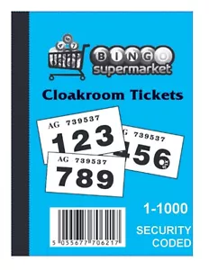 Raffle Cloakroom Tickets 1000 Books Tombola Draw bIngosupermarket Brand Numbered - Picture 1 of 23