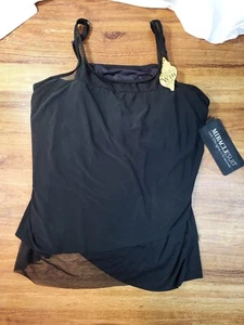 NWT Miraclesuit Mirage Underwire Tankini Top Swim 24W Black - Picture 1 of 4