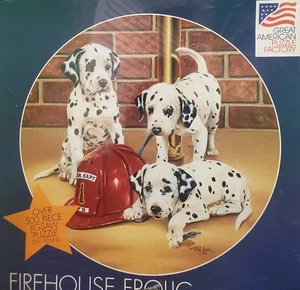 Firehouse Frolic by Linda Picken 500 Piece Puzzle Pup Dog Puppy Dalmatian - Picture 1 of 5