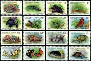 1987-88 Christmas Island Wildlife Definitives Set de 16 Estampillas Estampilladas sin montar o nunca montadas, limpias - Imagen 1 de 1