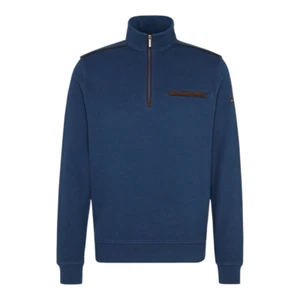Bugatti Regular Fit Quarter Zip Pullover Sweatshirt in Navy Casual Men's Large - Picture 1 of 11