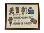 Teddy Bear Framed Cross Stitch Turn Around Say Goodnight Prayers Nursey Rhyme