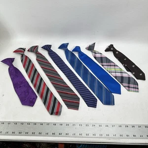 Clip On Neck Tie Lot Of 8 Youth Toddler Youth Multicolor Polyester 9.5" to 14" - Picture 1 of 24