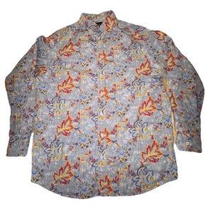 Cremieux Premium Denim Button Up Shirt Mens XL Blue Paisley Short Sleeve Cotton - Picture 1 of 9