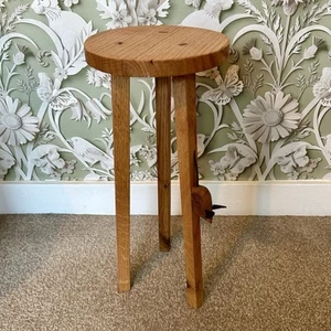 Small Tall Table Wooden Round Lamp Sofa End Solid Oak. Mouse Design - Picture 1 of 3