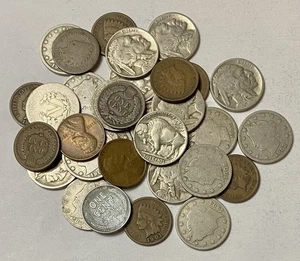 US Mixed Lot of 32 - Buffalo/“V” Nickels & Indian Hd/Wheat Pennies - Picture 1 of 10