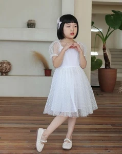 Toddler Girl Princess Dress Dot Tulle Puff Sleeve Party Tutu 18 to 24 months - Picture 1 of 6