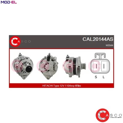 ALTERNATOR CAL20144AS FOR NISSAN X-TRAIL/SUV PRIMERA/Traveller/Hatchback 2.5L - Image 1 of 4