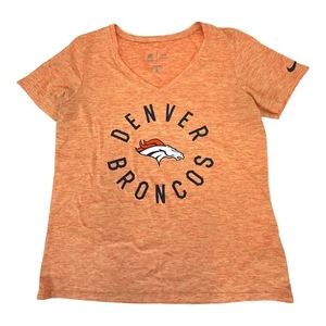Denver Broncos Nike Dri Fit Size Medium Short Sleeve V-neck T-Shirt Orange NFL - Picture 1 of 5