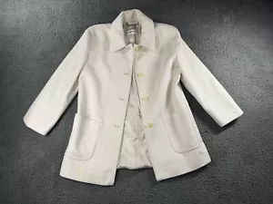 Calvin Klein Peacoat Women 10 Angora Wool Button Front - Picture 1 of 17