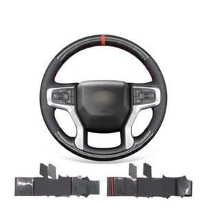 Cubierta de volante de cuero de fibra de carbono PU cosida a mano para Chevrolet Blazer - Imagen 1 de 11