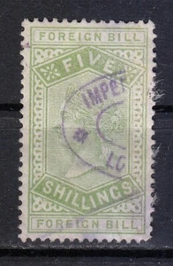 Great Britain Foreign Bill Five Shillings  used stamp Victoria period /009 - Picture 1 of 2