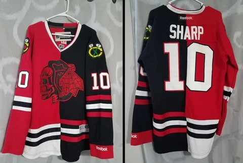 Mens Patrick Sharp Chicago Blackhawks Reebok Split Jersey Cover