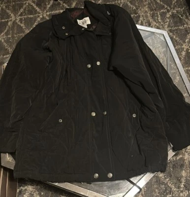 Abrigo de invierno acolchado acolchado acolchado de gran tamaño negro Mulberry Street para mujer talla XL cremallera completa Foto 1 de 3