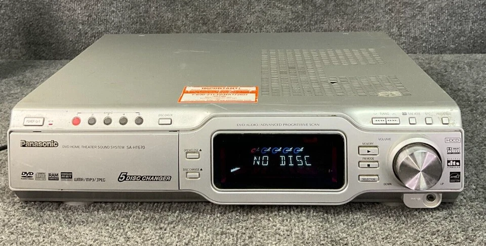 Panasonic SA-HT670 🎶 5-Disc DVD Home Theater System - Black - Tested - Image 1 of 4