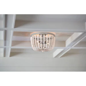 Allen + Roth Cait 4-Light Flushmount LWhite Shade Flush Mount Light #2180335 - Picture 1 of 5