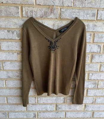 Suéter para mujer KASPER manga larga cuello en V mezcla de lana talla M Foto 1 de 4