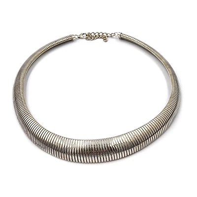 Collar Gargantilla Vintage 999 Plata Fina Omega Serpiente Cadena 16" Graduado 10-15 mm Foto 1 de 4