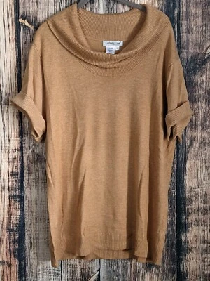 Suéter de seda Coldwater Creek para mujer XL dorado acanalado capucha cuello oficina vacaciones  Foto 1 de 4