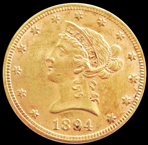 1894 GOLD US $10 DOLLAR LIBERTY HEAD EAGLE COIN PHILADELPHIA MINT Cover