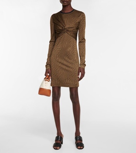 Abito in maglia Fendi x Sarah Coleman FF Vertigo Twist anteriore maniche lunghe