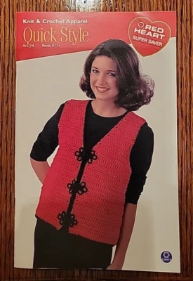 Red Heart Knit & Crochet Apparel Quick Style Book 0111 Art. J16 Pattern Booklet - Image 1 of 2