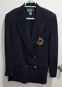 Giacca Blazer Vintage Lauren Ralph Lauren Doppio Petto Blu Stemma Ricamata 12 - Foto 1 di 13