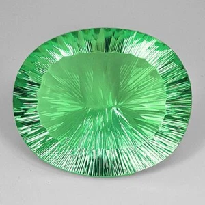 Paraiba Green Fluorite 125.02 carat Oval 37x31 mm Concave Cut, Flawless-VVS - Picture 1 of 2