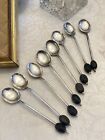 Demitasse Spoons With Wooden Bean Art Deco Style Set Of 8 Silverplate