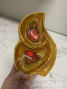 Bandeja de cenizas retro dorada y naranja MCM California Art Pottery vintage años 60 - Imagen 1 de 7