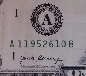 BILLETE FECHA ANIVERSARIO CUMPLEAÑOS 10 DE JUNIO 1952 ELEGANTE NÚMERO DE SERIE $1 un dólar - Imagen 1 de 4