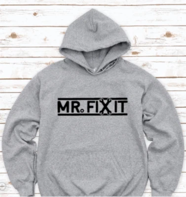 Mr. Moletom com capuz unissex cinza Fix It - Imagem 1 de 2