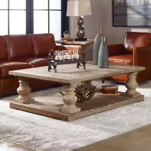 Stratford Coffee Table Reclaimed Solid Wood Farmhouse Rustic 60" Uttermost 24251 - Picture 1 of 11