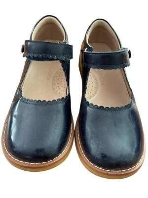 Zapatos Mary Jane festoneados de charol azul marino usados en excelente estado Elephantito talla 12 Foto 1 de 3