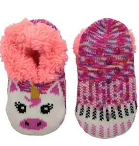 Jacques Moret Girls' Big Teddy Faux Fur, light pink unicorn, Sock Size 6-8.5 - Picture 1 of 1