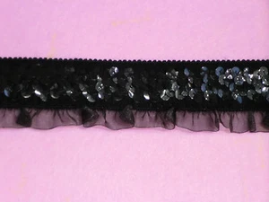 BORDO PASSAMANERIA BORDURA NASTRO DECORATIVO ELASTICIZZATO CON PAILLETTES - Picture 1 of 1