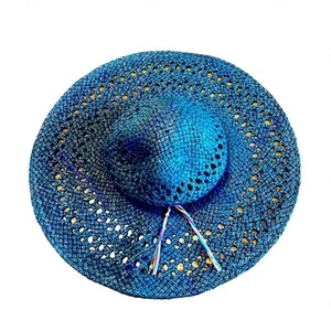 American Eagle Sun Hat Womens Black Straw Beach Cruise Vacation Boho Floppy - Picture 1 of 5