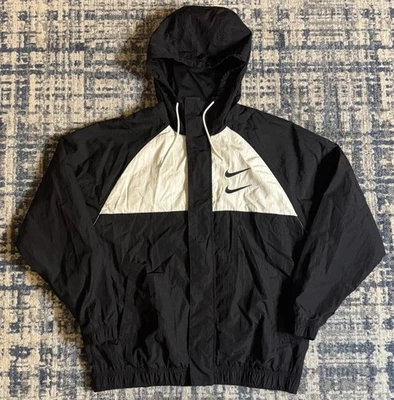 Nike Sportswear Doble Swoosh Chaqueta Tejida con Capucha Negra Blanca CJ4888 Para Hombre Grande” Foto 1 de 4