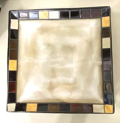 Home Trends Borde MOSAICO, Plato de Cena CUADRADO, Bordes Marrón Dorado y Beige Foto 1 de 4