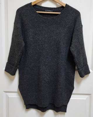 Suéter Ann Taylor Mujer S Gris Carbón Mezcla Lana 3/4 Slv Tejido Túnica De Gran Tamaño Foto 1 de 4