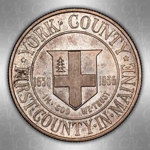 1936 York County Commemorative Half Dollar CACG MS-65 CAC - Original Skin! - Picture 1 of 4