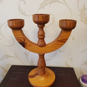 Stig Johnson Smallandslid Pine 3 Kerzenhalter Schweden Mid Century Kerzenleuchter  - Bild 1 von 11