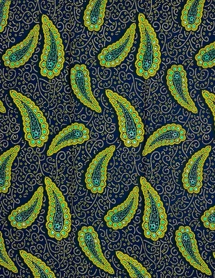 Tela africana/Ankara - azul marino, amarillo, verde azulado diseño Safiri Paisley, 1 yarda Foto 1 de 2