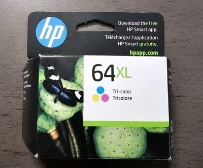 Подлинный высокопроизводительный чернильный картридж HP 64XL трехцветный N9J91AN новый от оригинального производителя срок годности 01/2027+ - Изображение 1 из 4