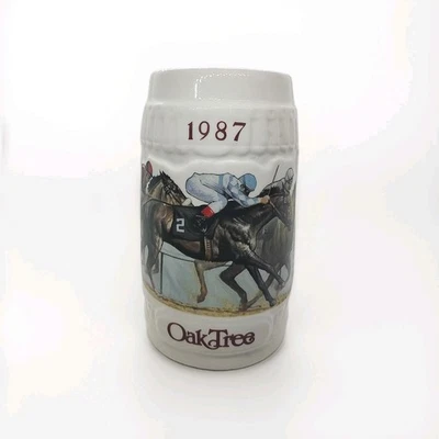 Taza de colección California Horse Race Santa Anita Park 1987 roble culo cerveza piedra Foto 1 de 4