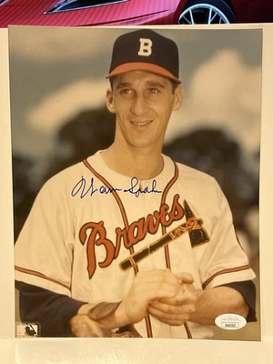 Warren Spahn HOF Signed 8x10 Photo Milwaukee Braves - JSA Coa - Image 1 of 2